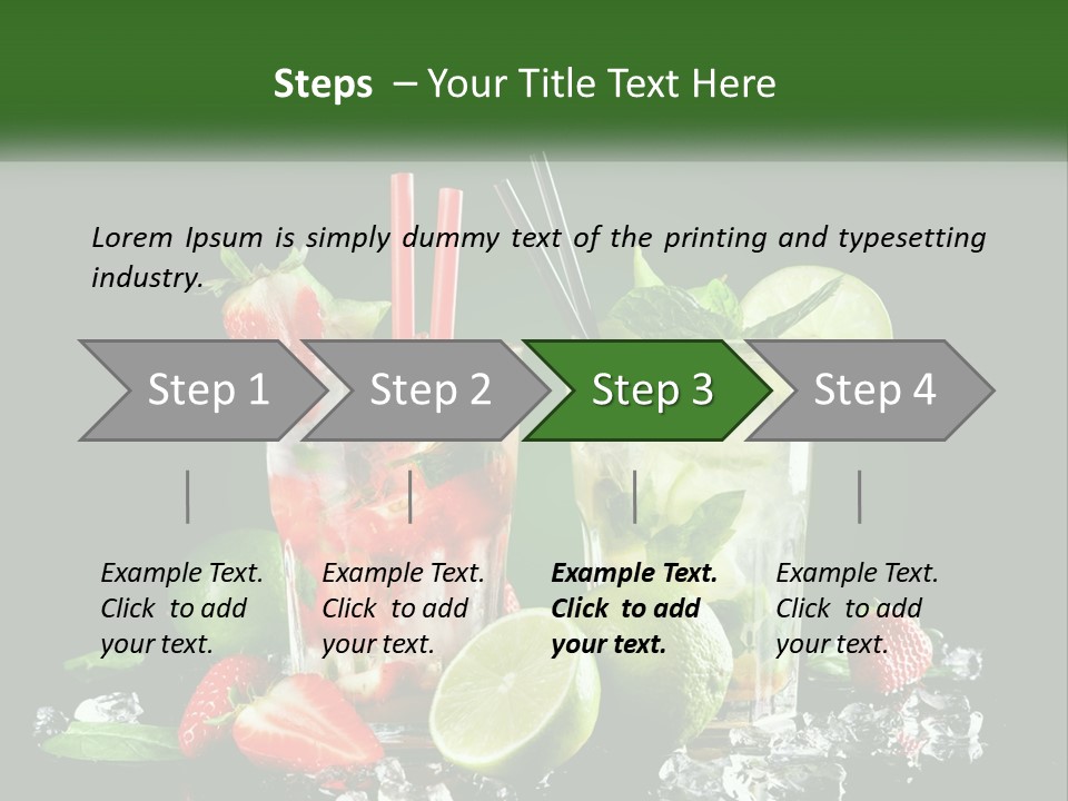 Two Glasses Of Ice Tea With Strawberries And Limes PowerPoint Template