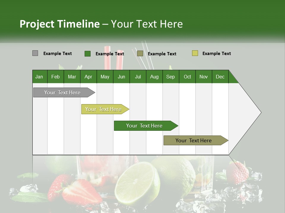 Two Glasses Of Ice Tea With Strawberries And Limes PowerPoint Template