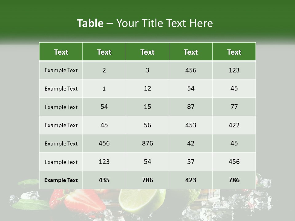 Two Glasses Of Ice Tea With Strawberries And Limes PowerPoint Template