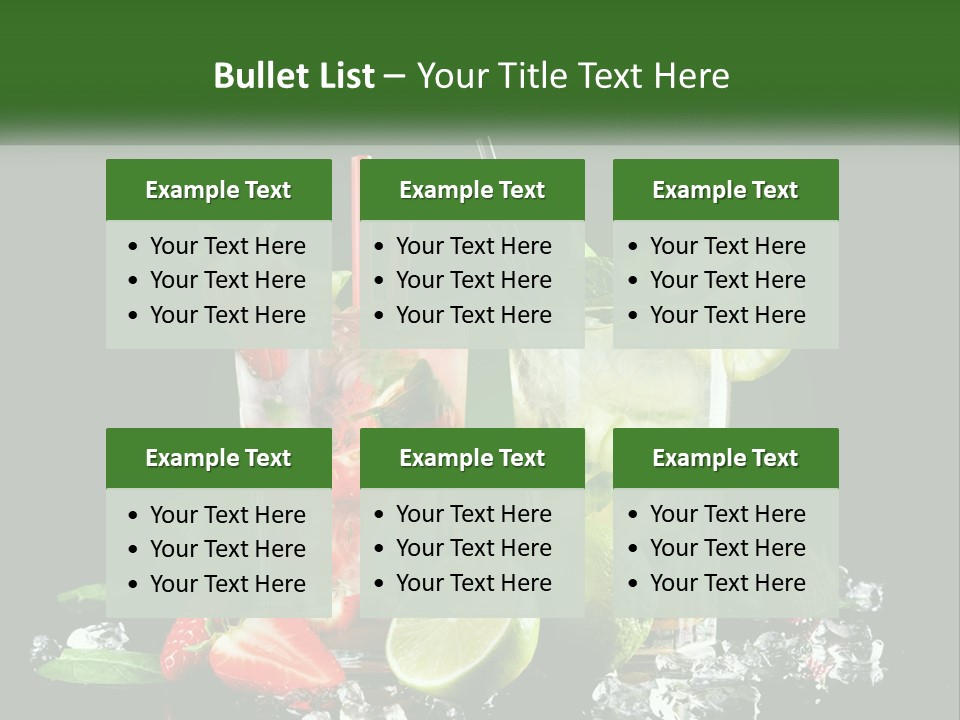 Two Glasses Of Ice Tea With Strawberries And Limes PowerPoint Template