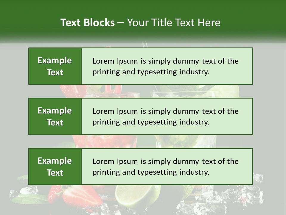Two Glasses Of Ice Tea With Strawberries And Limes PowerPoint Template