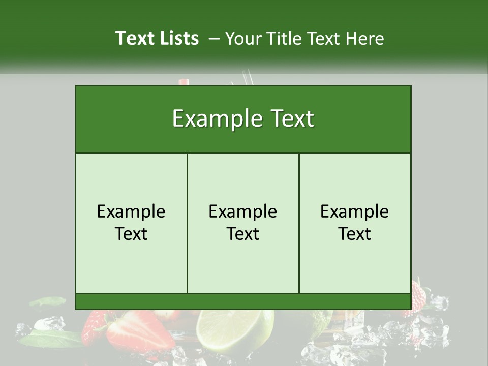 Two Glasses Of Ice Tea With Strawberries And Limes PowerPoint Template