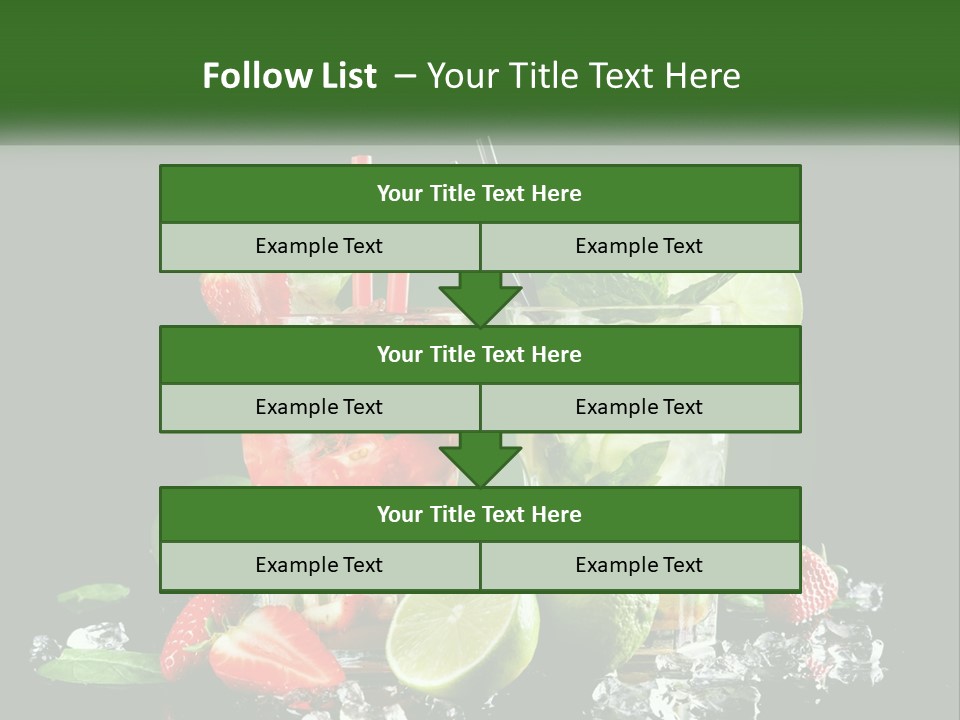 Two Glasses Of Ice Tea With Strawberries And Limes PowerPoint Template