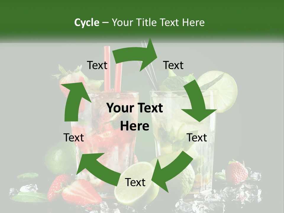 Two Glasses Of Ice Tea With Strawberries And Limes PowerPoint Template