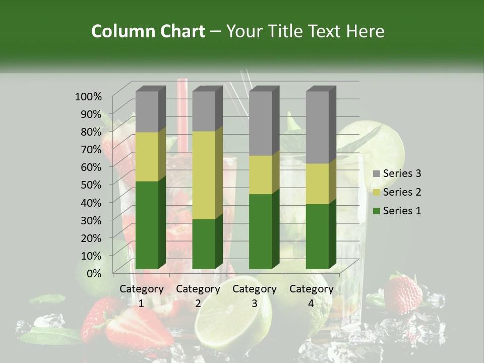 Two Glasses Of Ice Tea With Strawberries And Limes PowerPoint Template