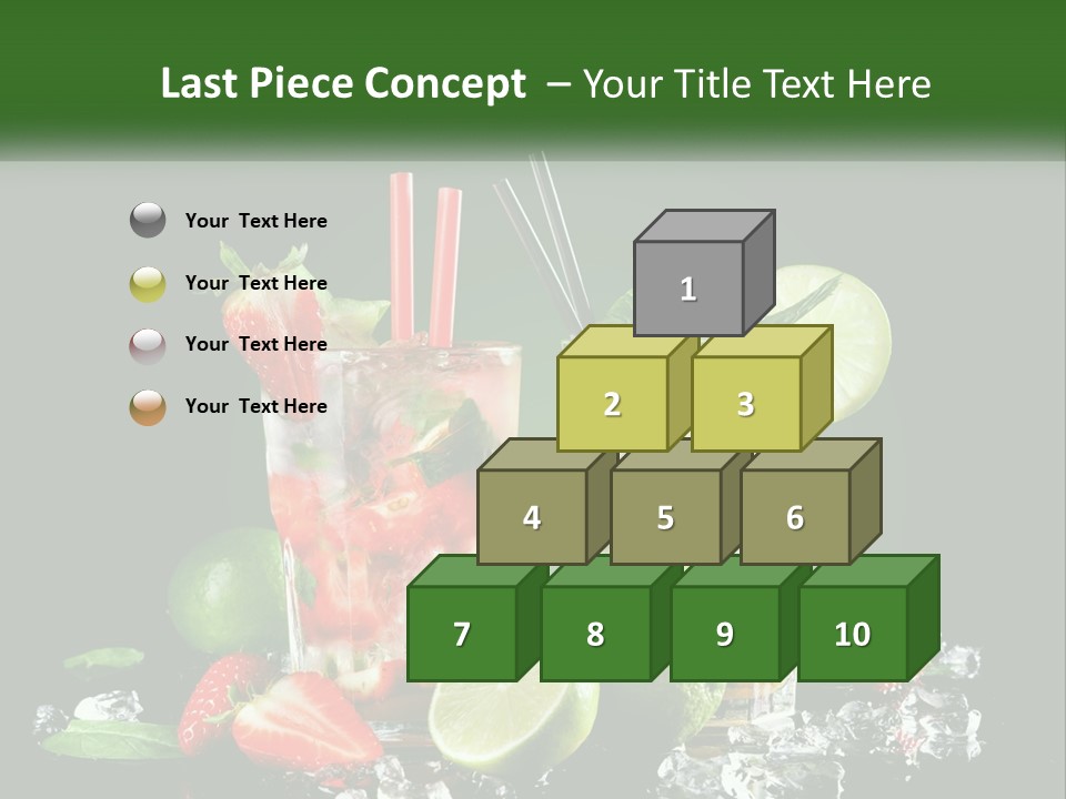 Two Glasses Of Ice Tea With Strawberries And Limes PowerPoint Template