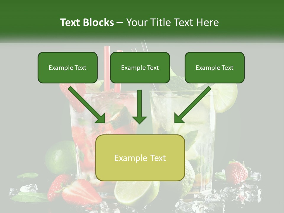 Two Glasses Of Ice Tea With Strawberries And Limes PowerPoint Template