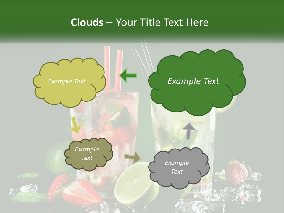 Two Glasses Of Ice Tea With Strawberries And Limes PowerPoint Template