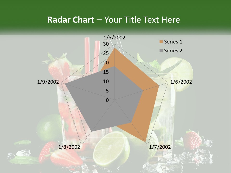 Two Glasses Of Ice Tea With Strawberries And Limes PowerPoint Template