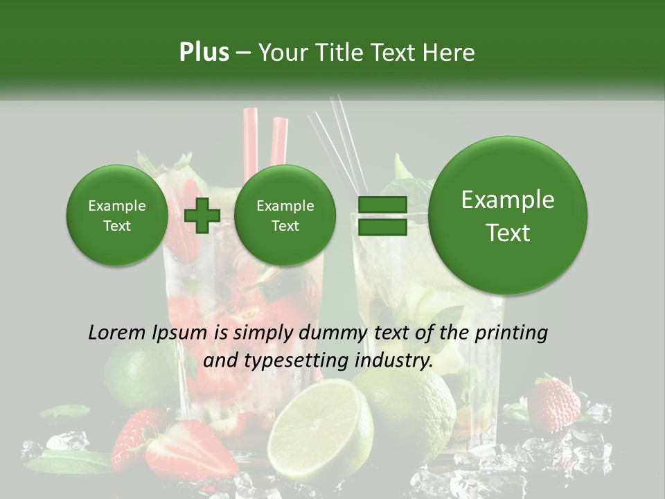 Two Glasses Of Ice Tea With Strawberries And Limes PowerPoint Template