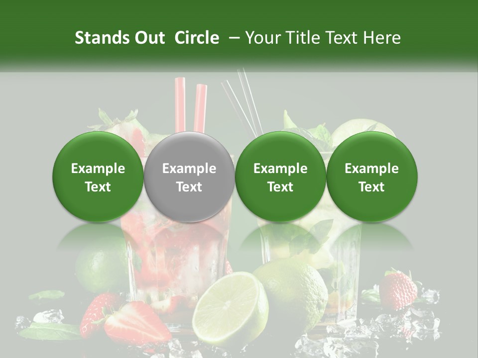 Two Glasses Of Ice Tea With Strawberries And Limes PowerPoint Template
