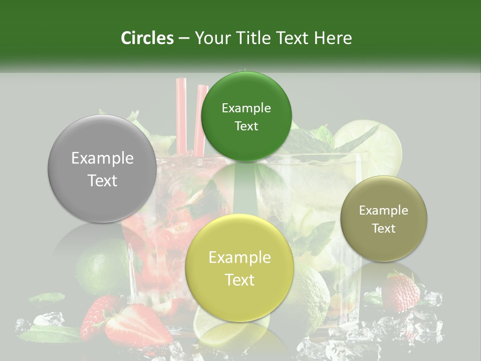 Two Glasses Of Ice Tea With Strawberries And Limes PowerPoint Template