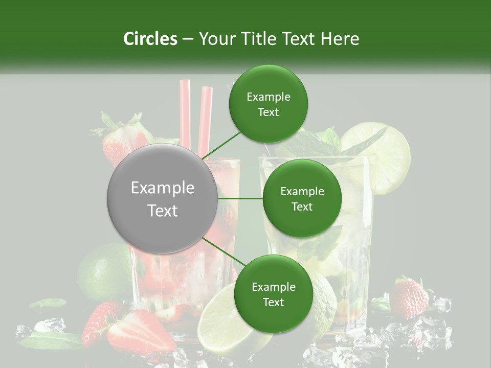 Two Glasses Of Ice Tea With Strawberries And Limes PowerPoint Template