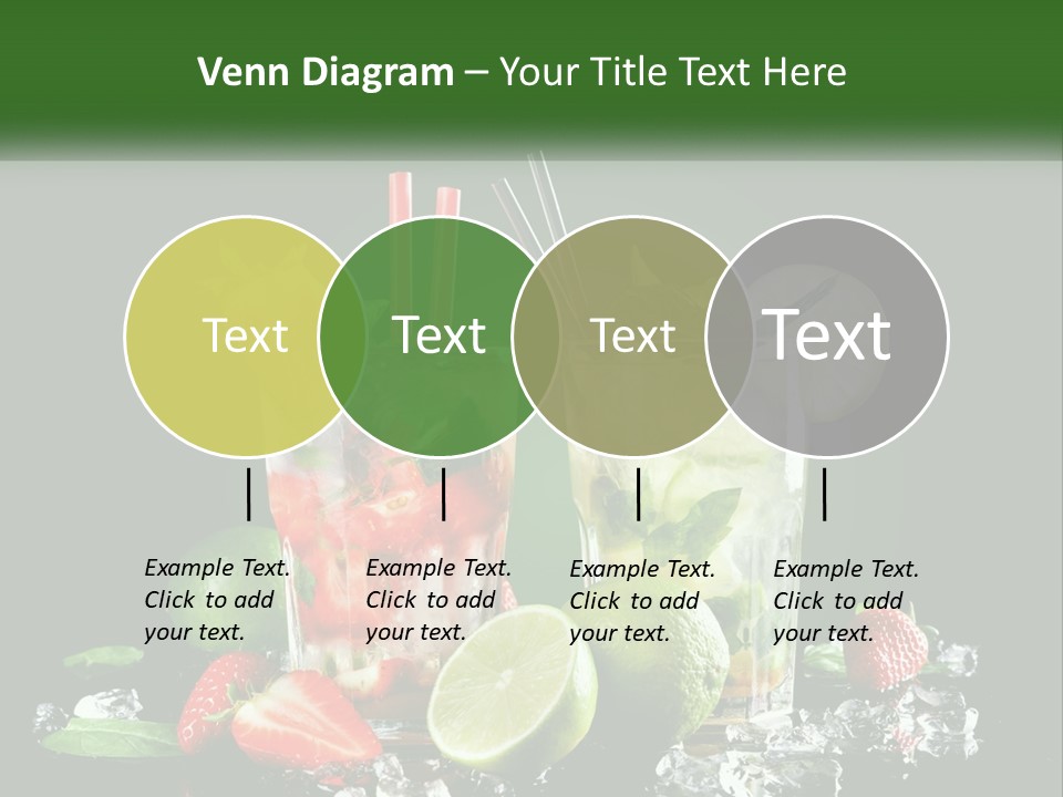 Two Glasses Of Ice Tea With Strawberries And Limes PowerPoint Template