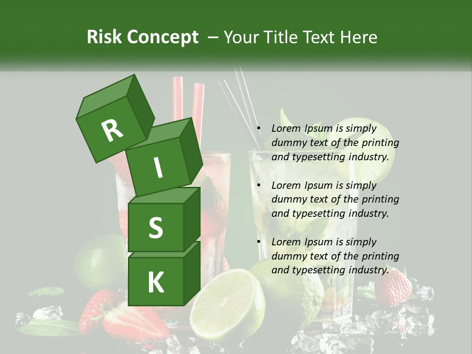 Two Glasses Of Ice Tea With Strawberries And Limes PowerPoint Template