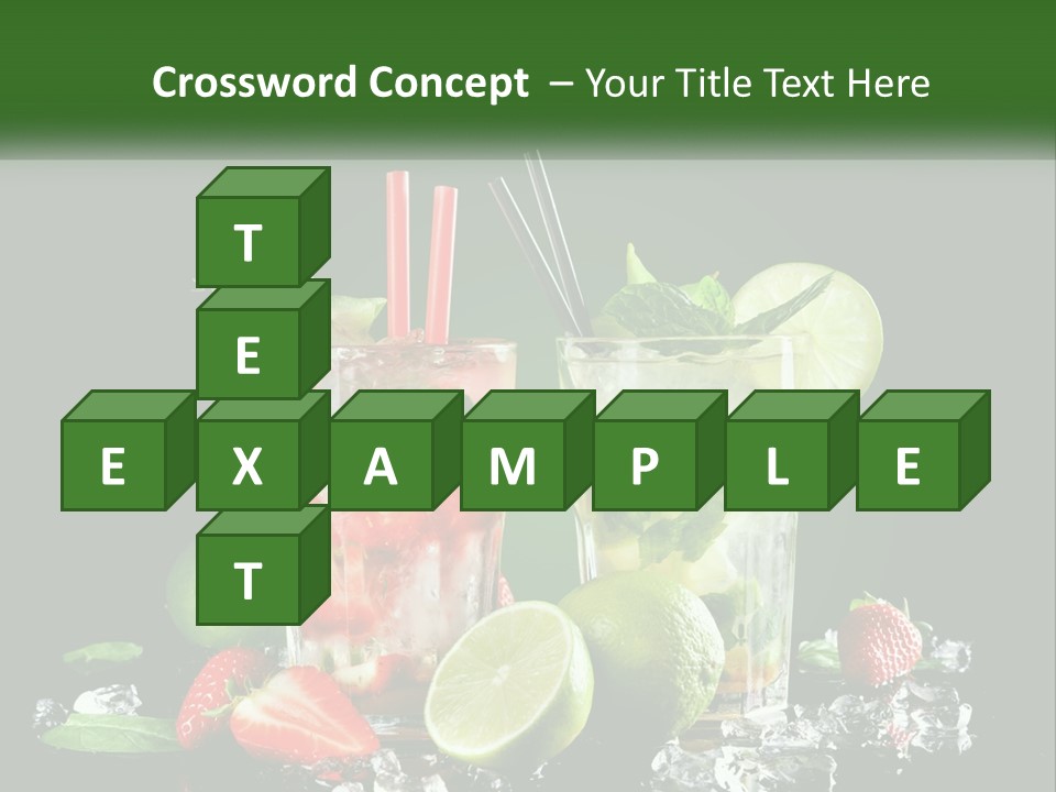 Two Glasses Of Ice Tea With Strawberries And Limes PowerPoint Template