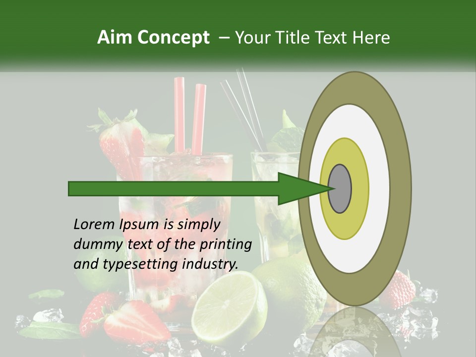 Two Glasses Of Ice Tea With Strawberries And Limes PowerPoint Template