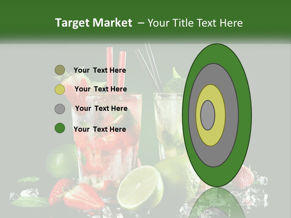 Two Glasses Of Ice Tea With Strawberries And Limes PowerPoint Template