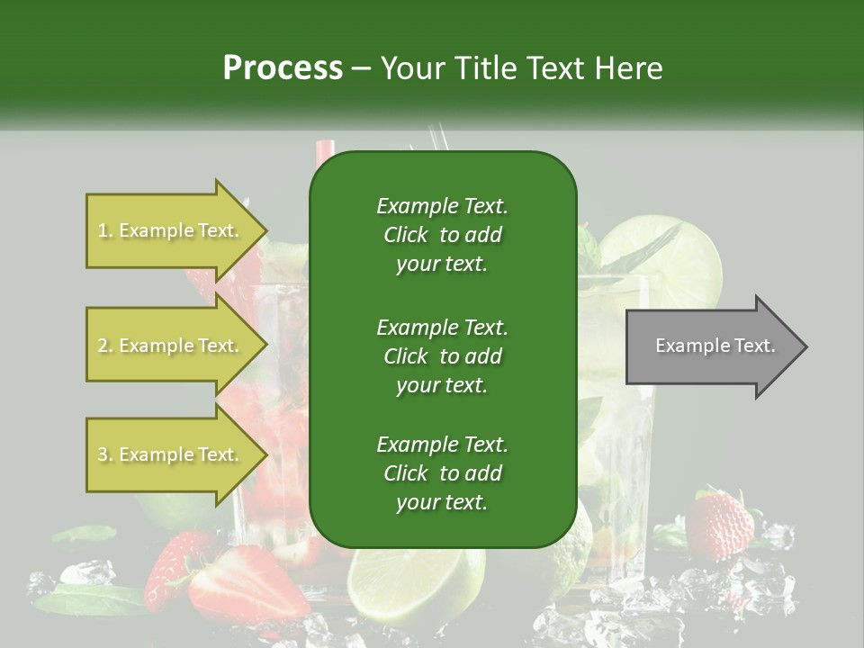 Two Glasses Of Ice Tea With Strawberries And Limes PowerPoint Template