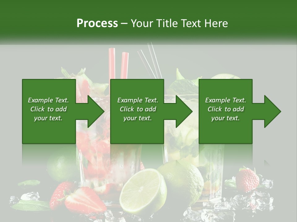 Two Glasses Of Ice Tea With Strawberries And Limes PowerPoint Template