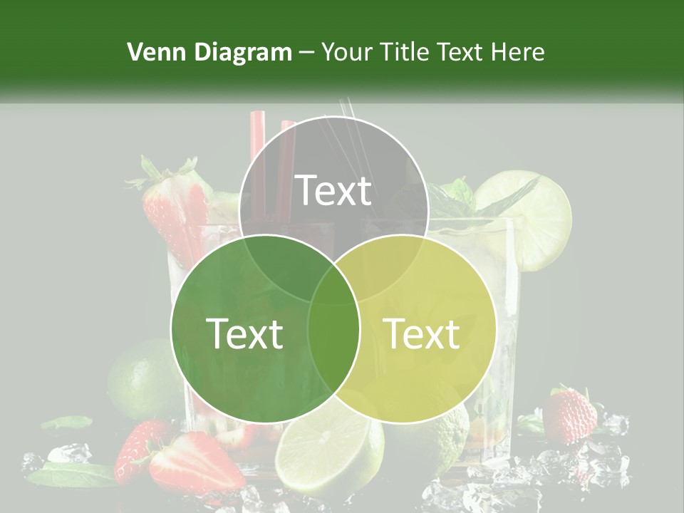 Two Glasses Of Ice Tea With Strawberries And Limes PowerPoint Template