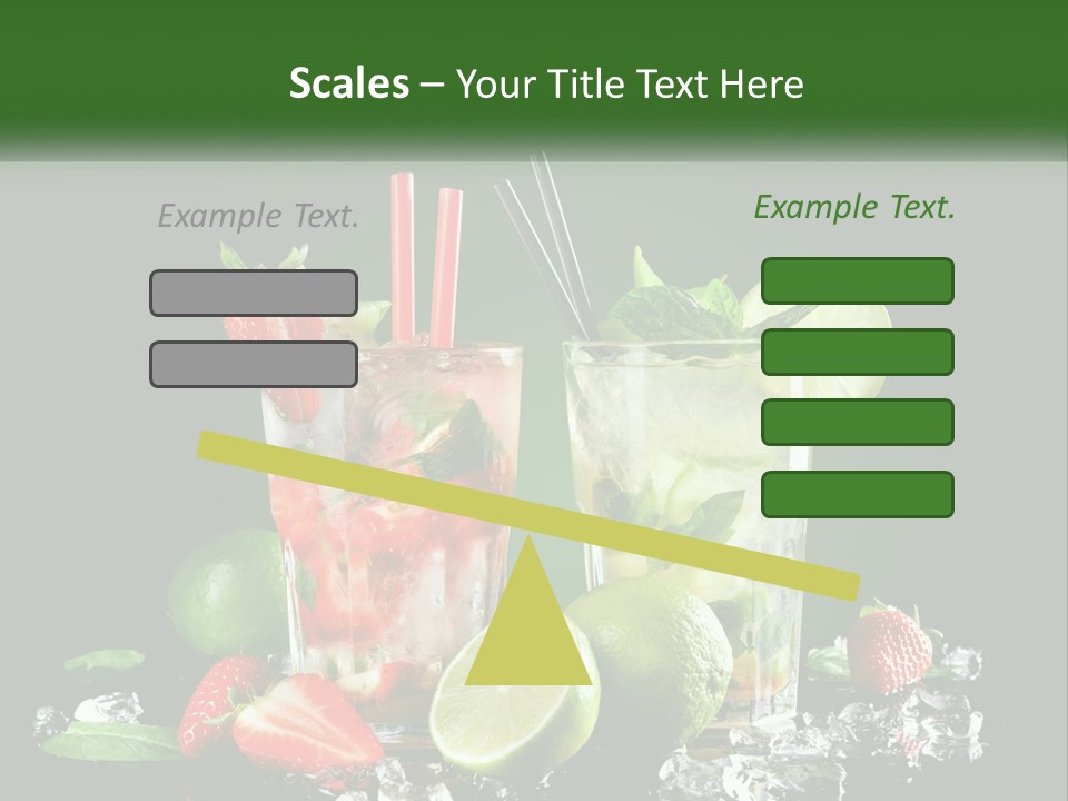 Two Glasses Of Ice Tea With Strawberries And Limes PowerPoint Template