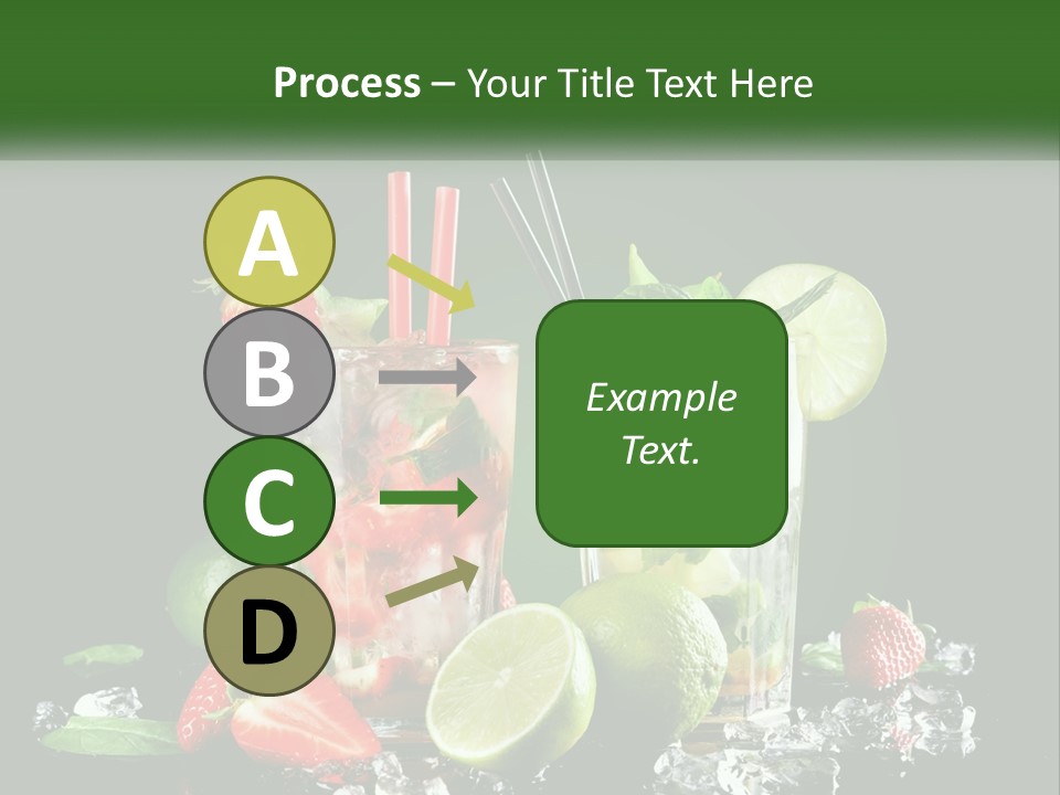 Two Glasses Of Ice Tea With Strawberries And Limes PowerPoint Template