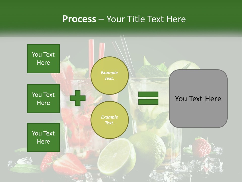 Two Glasses Of Ice Tea With Strawberries And Limes PowerPoint Template