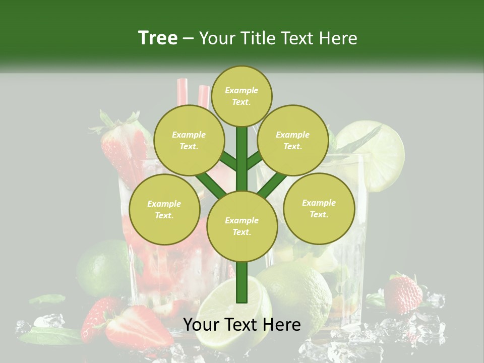 Two Glasses Of Ice Tea With Strawberries And Limes PowerPoint Template
