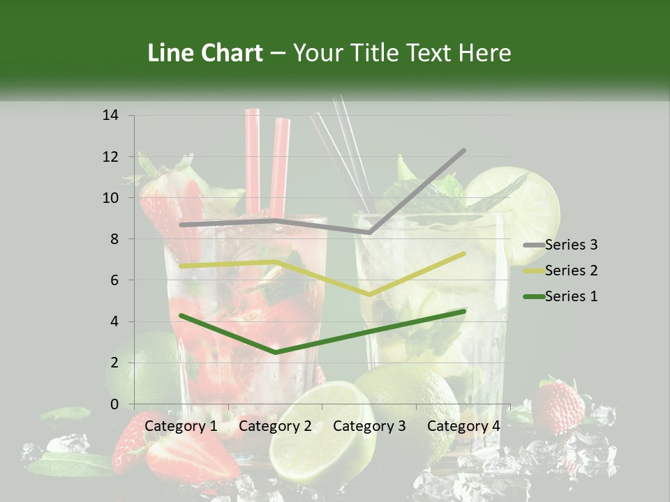 Two Glasses Of Ice Tea With Strawberries And Limes PowerPoint Template