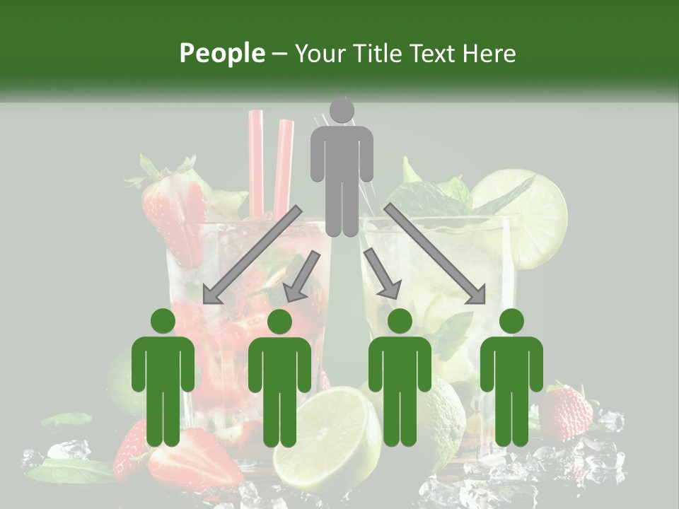 Two Glasses Of Ice Tea With Strawberries And Limes PowerPoint Template