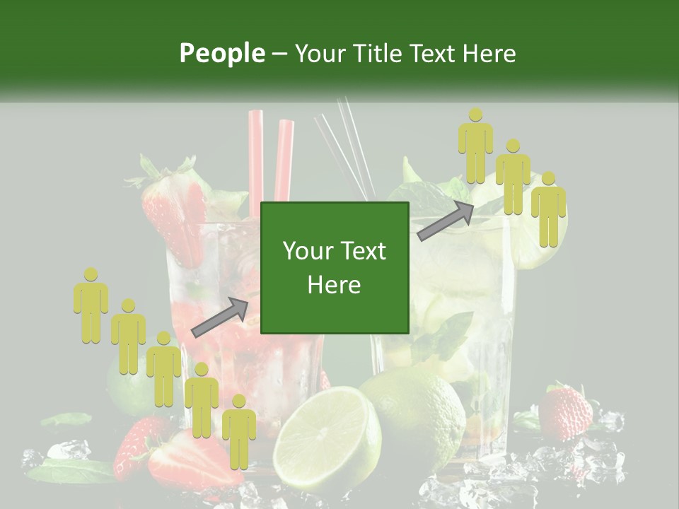Two Glasses Of Ice Tea With Strawberries And Limes PowerPoint Template