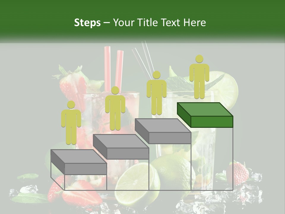 Two Glasses Of Ice Tea With Strawberries And Limes PowerPoint Template