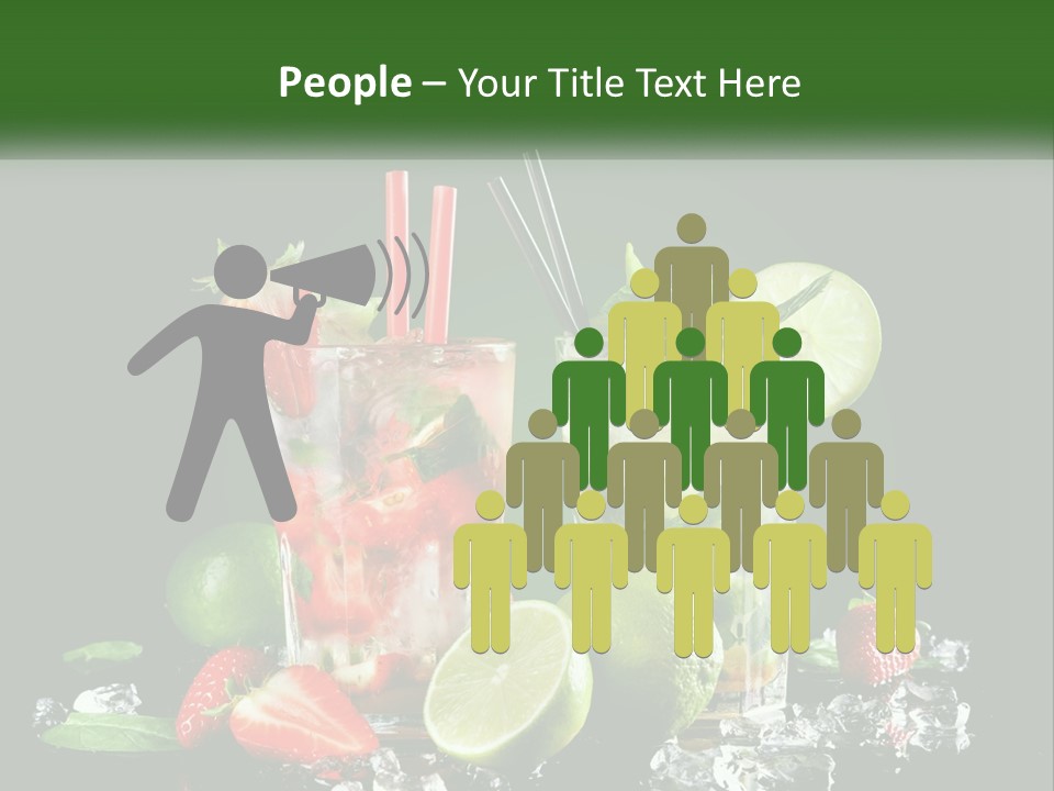 Two Glasses Of Ice Tea With Strawberries And Limes PowerPoint Template