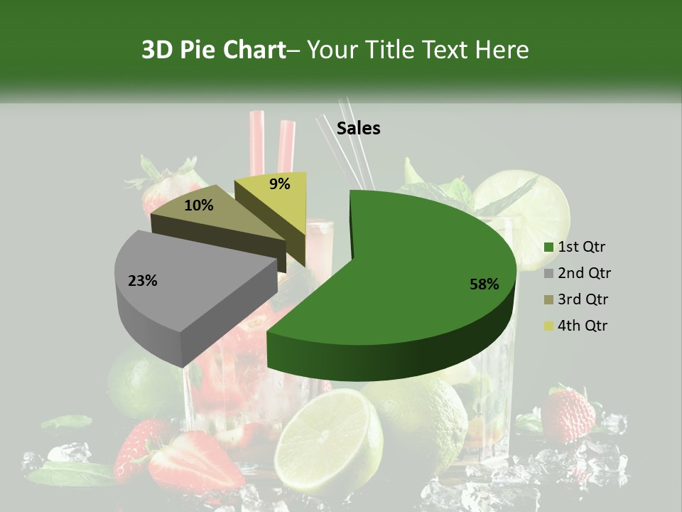 Two Glasses Of Ice Tea With Strawberries And Limes PowerPoint Template