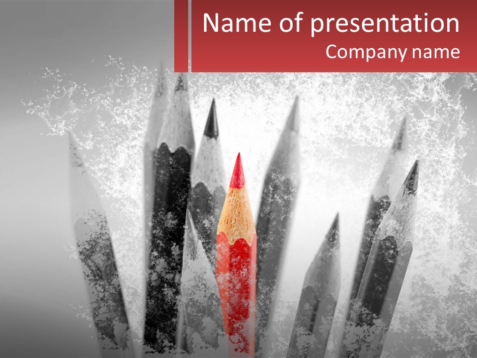 A Group Of Pencils With A Red Pencil In The Middle Of Them PowerPoint Template