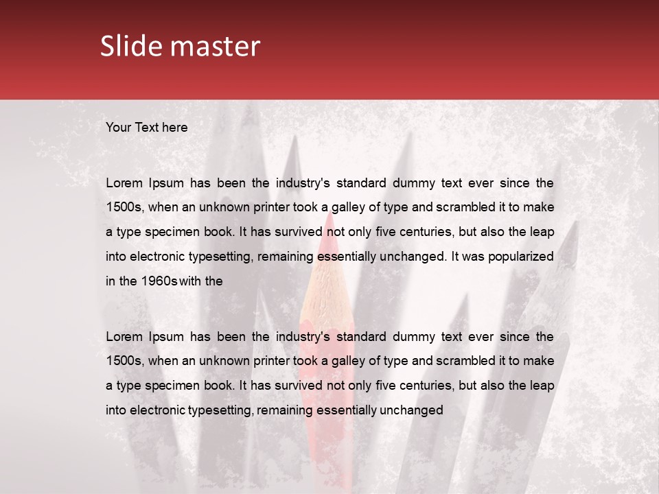 A Group Of Pencils With A Red Pencil In The Middle Of Them PowerPoint Template