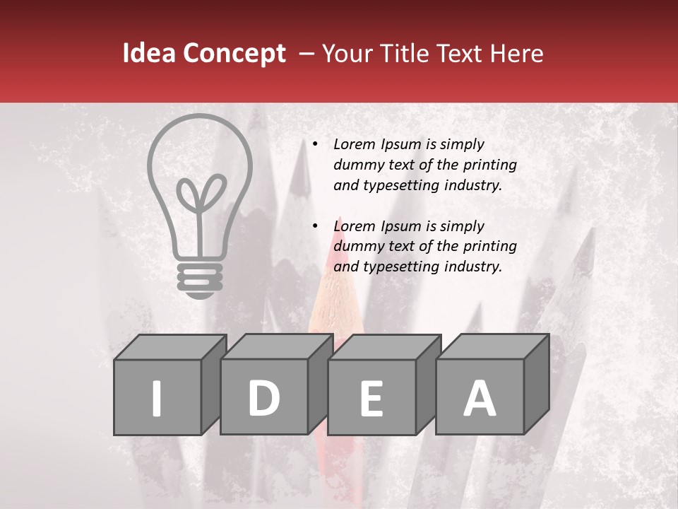 A Group Of Pencils With A Red Pencil In The Middle Of Them PowerPoint Template