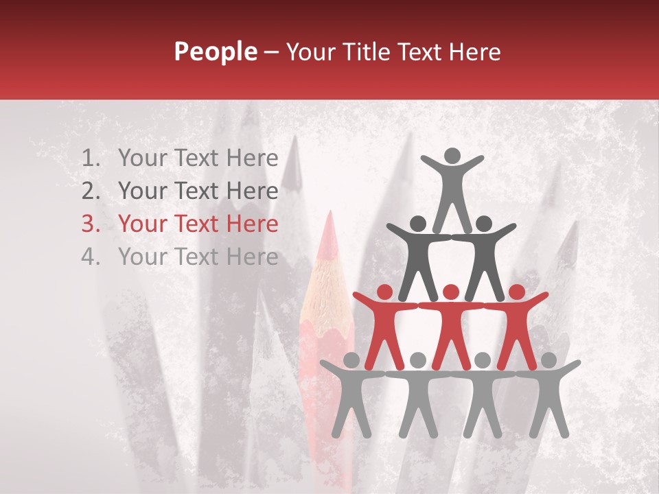 A Group Of Pencils With A Red Pencil In The Middle Of Them PowerPoint Template