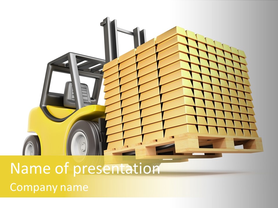A Yellow Forklift With A Stack Of Boxes On It PowerPoint Template