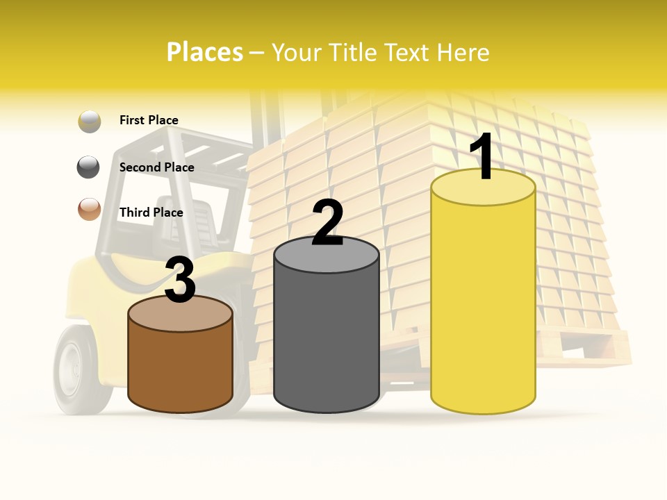 A Yellow Forklift With A Stack Of Boxes On It PowerPoint Template
