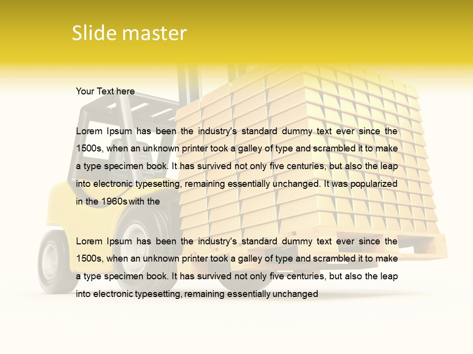 A Yellow Forklift With A Stack Of Boxes On It PowerPoint Template