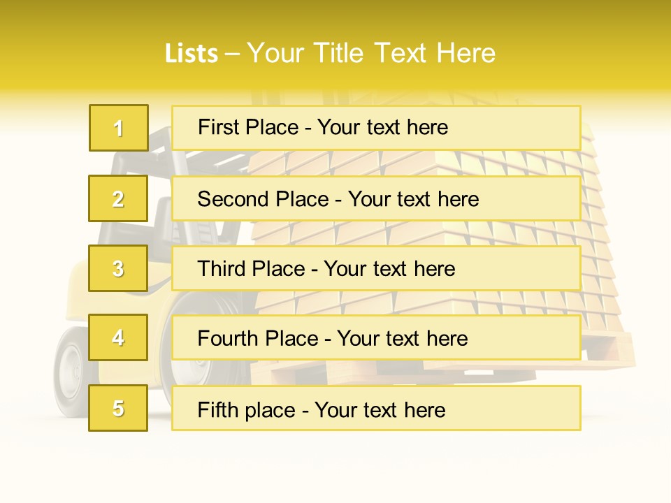A Yellow Forklift With A Stack Of Boxes On It PowerPoint Template