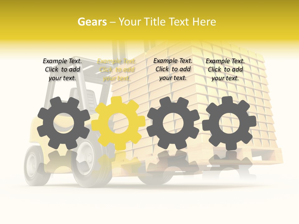 A Yellow Forklift With A Stack Of Boxes On It PowerPoint Template