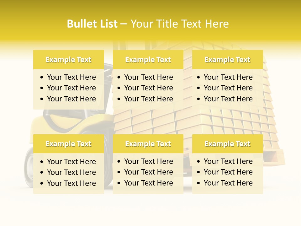 A Yellow Forklift With A Stack Of Boxes On It PowerPoint Template
