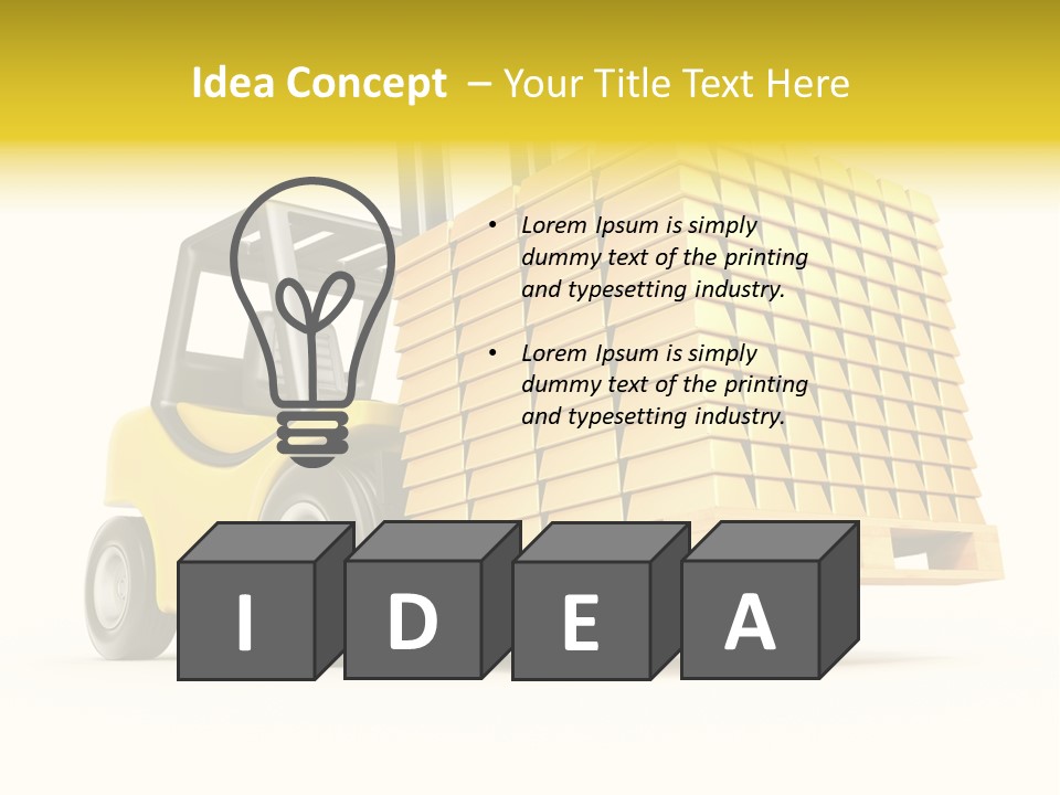 A Yellow Forklift With A Stack Of Boxes On It PowerPoint Template