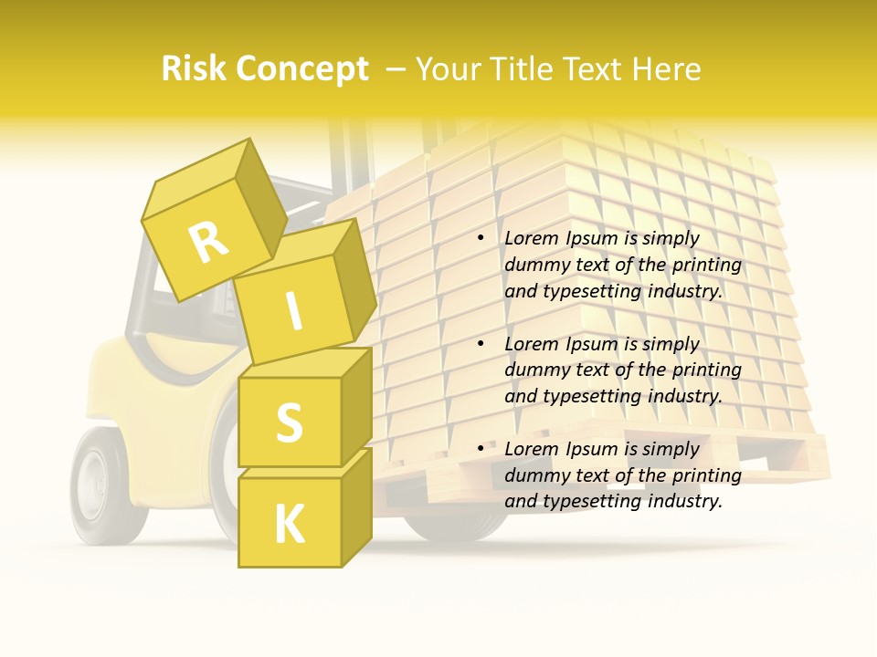 A Yellow Forklift With A Stack Of Boxes On It PowerPoint Template