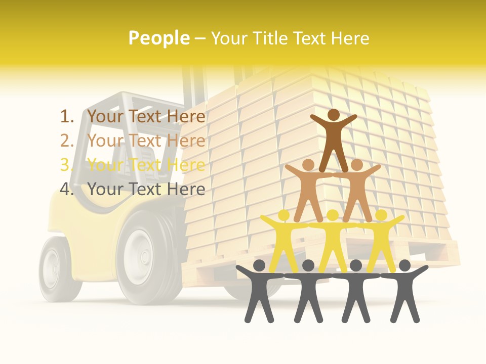 A Yellow Forklift With A Stack Of Boxes On It PowerPoint Template