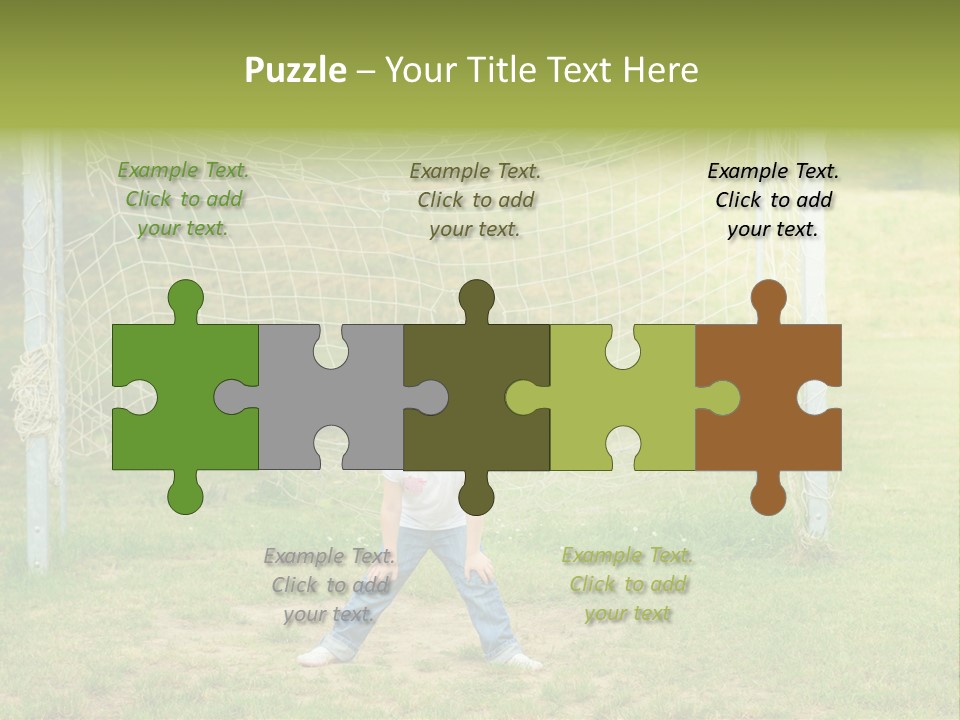 A Young Boy Standing In Front Of A Soccer Goal PowerPoint Template