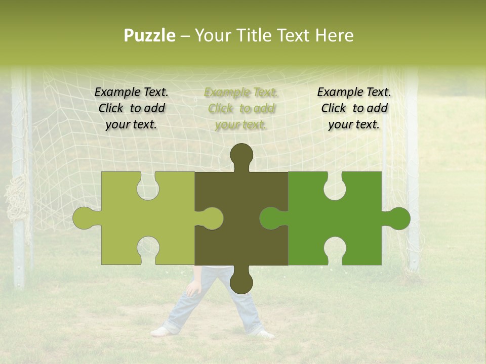 A Young Boy Standing In Front Of A Soccer Goal PowerPoint Template